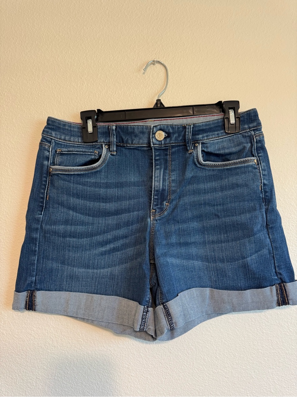 White House Black Market Classic Women's Denim Roll-Cuff Shorts - Blue